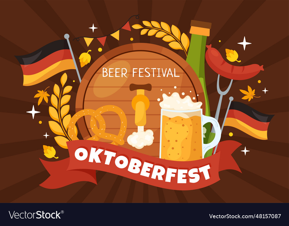 Happy oktoberfest party festival with beer Vector Image