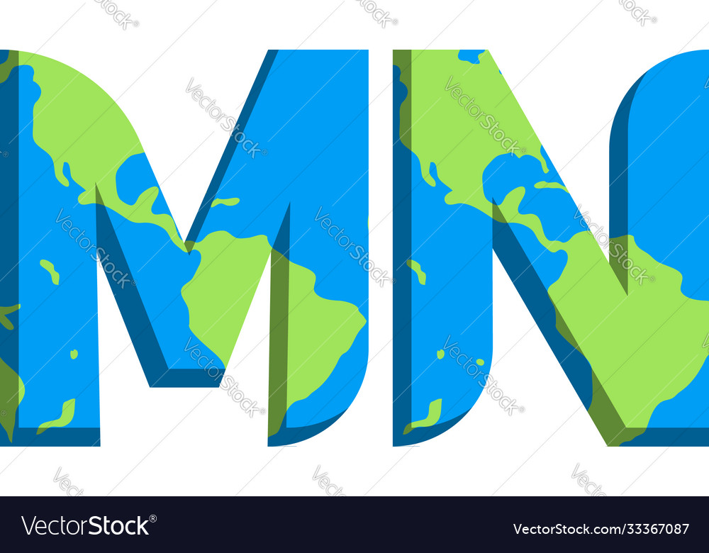 Initial mn logo design with world map style