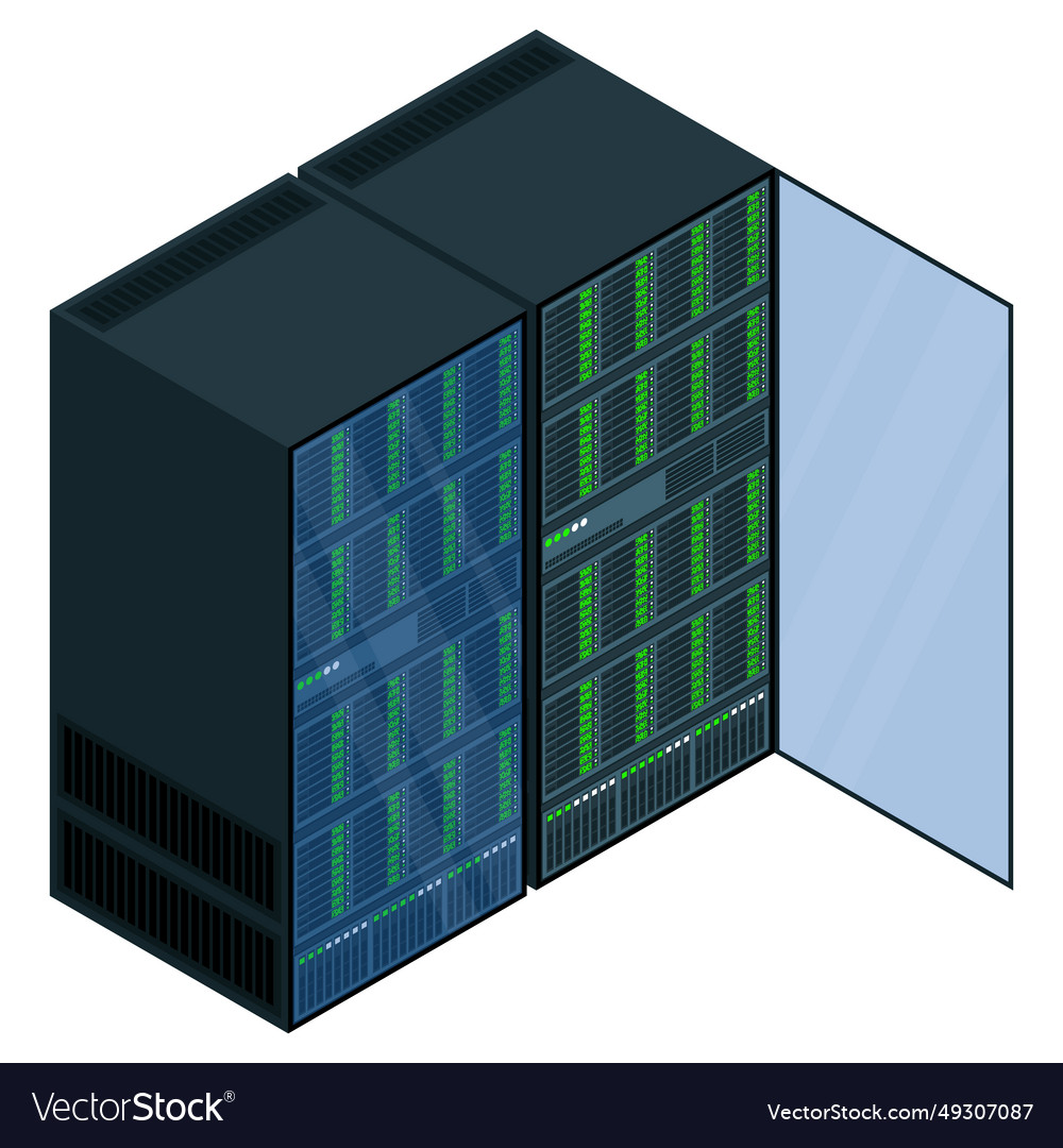 Isometric server network room 3d computer Vector Image Isometric server network room 3d computer