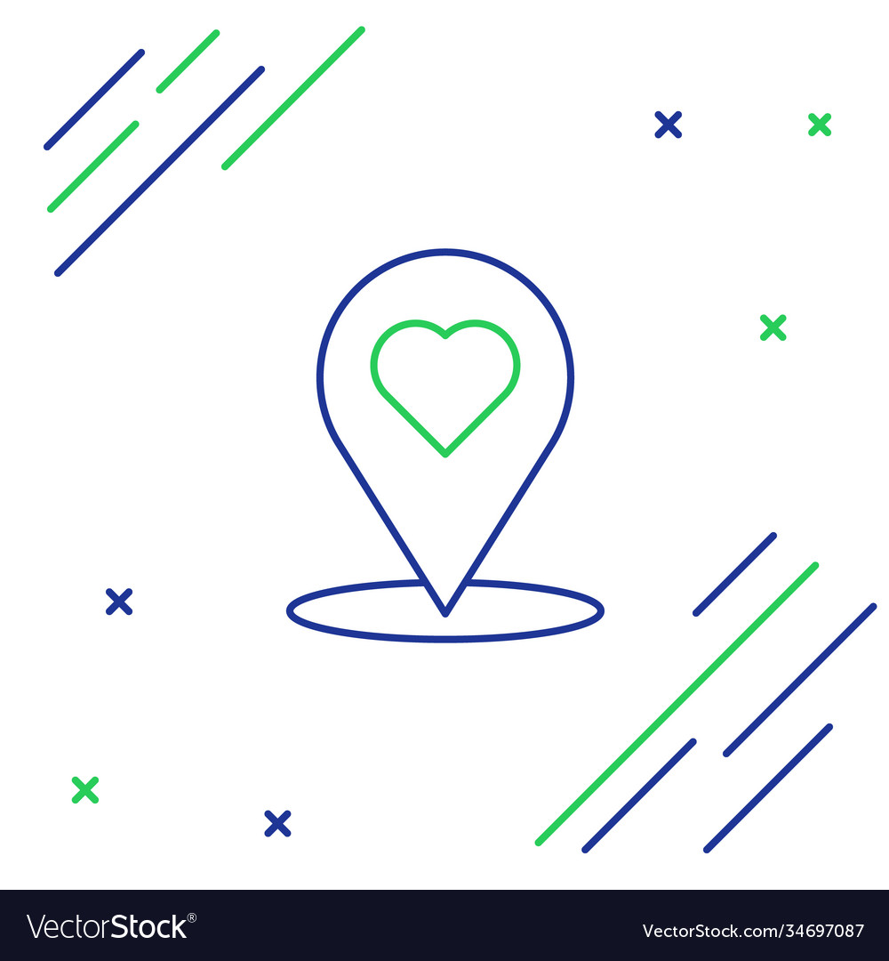 Line map pointer with heart icon isolated on white vector image Line map pointer with heart icon isolated on white