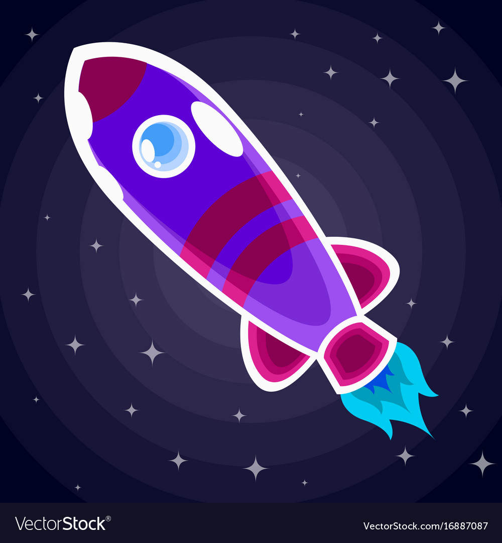 Purple space rocket with red stripes Royalty Free Vector