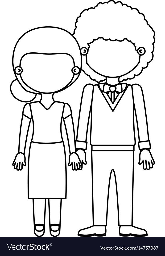 Sketch silhouette faceless couple woman Royalty Free Vector