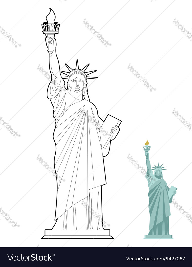 Statue of Liberty coloring book Symbol of freedom Vector Image