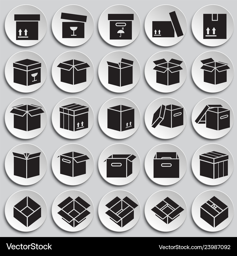 Box icons set on plates background for graphic Vector Image