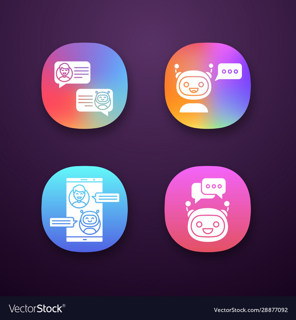 Chatbots app icons set vector image Chatbots app icons set