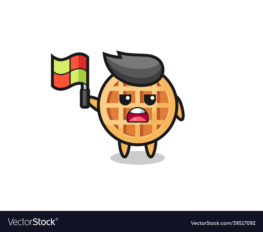 Circle waffle character as line judge putting vector image Circle waffle character as line judge putting