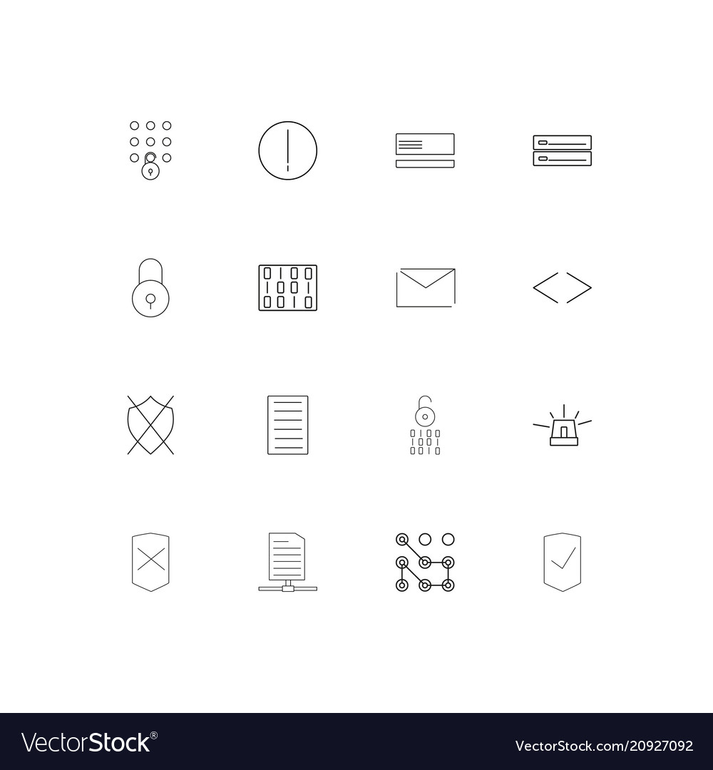 Cyber security linear thin icons set outlined