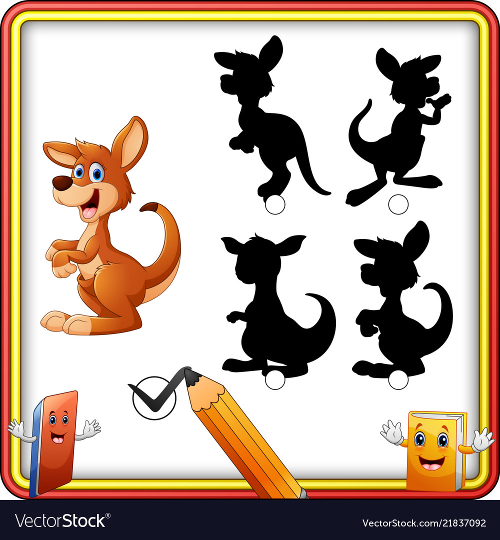 Find the correct shadow cartoon funny kangaroo e Vector Image Find the correct shadow cartoon funny kangaroo e Vector Image