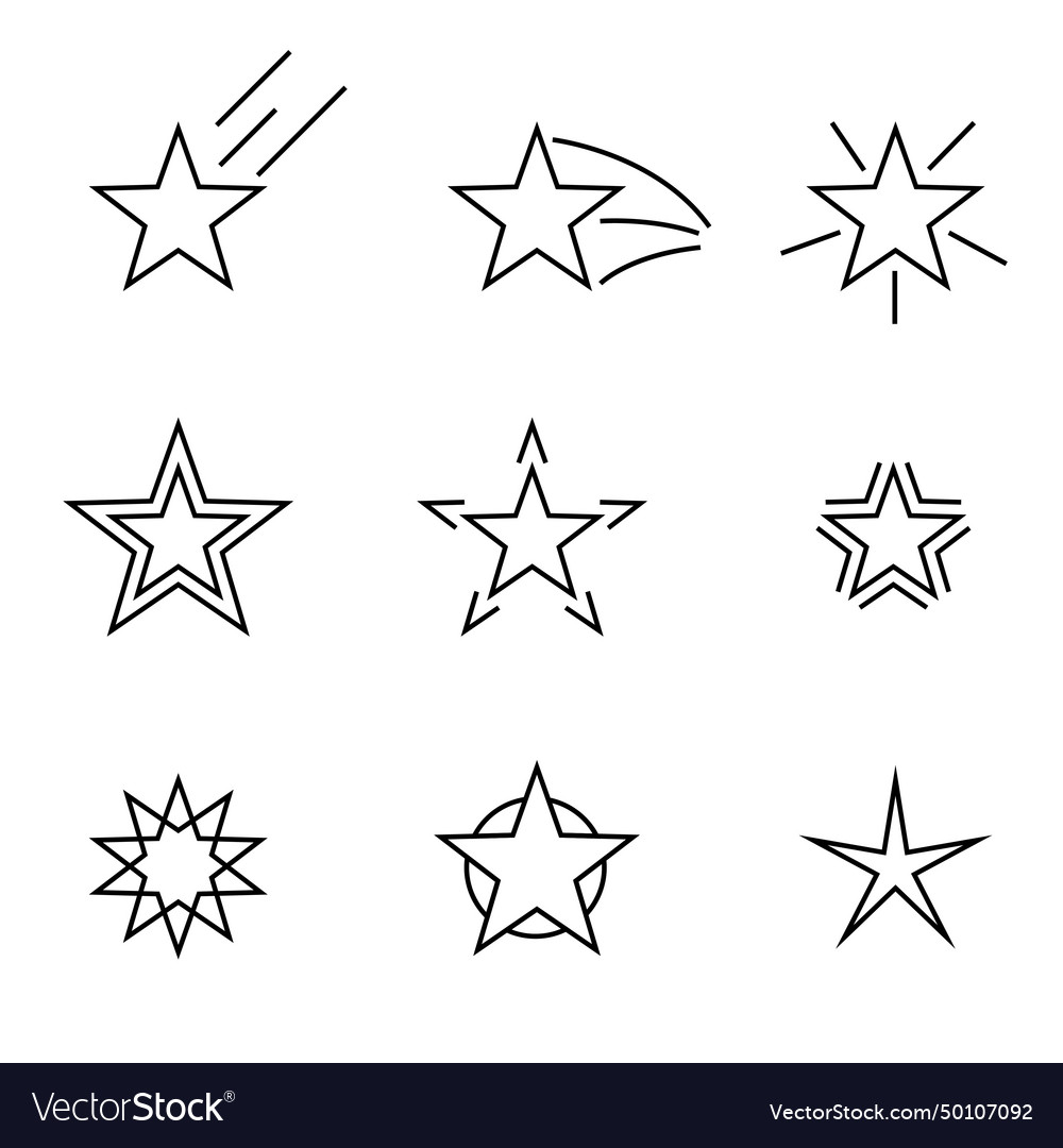 Flat style different shape star icon element
