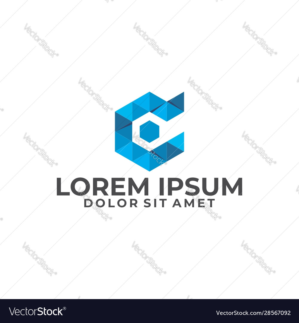 Initial letter d logo template with hexagonal cube