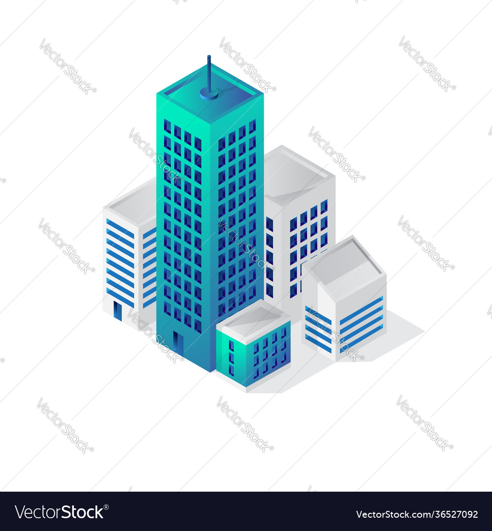 Isometric building 3d icon city Royalty Free Vector Image