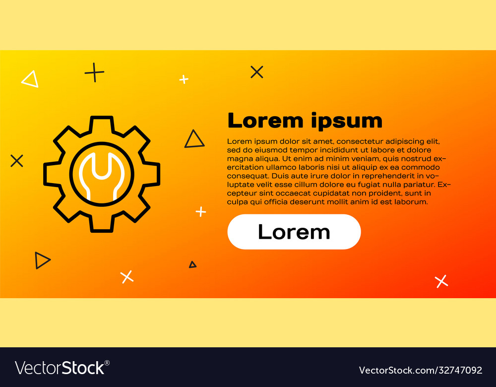 Line wrench spanner and gear icon isolated