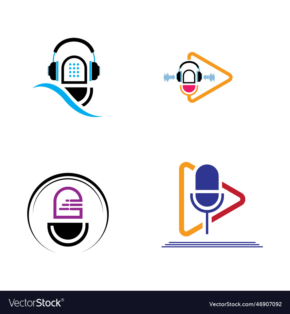 Podcast logo images design Royalty Free Vector Image