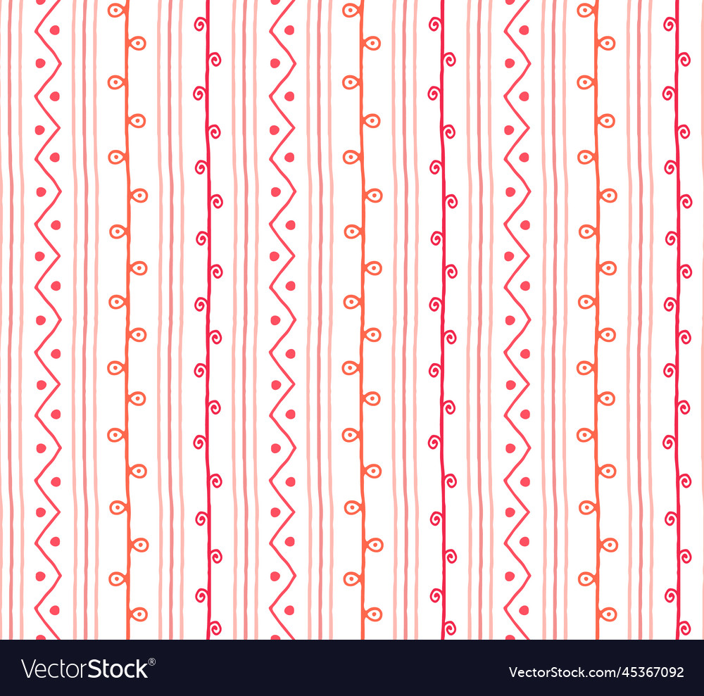 Seamless spring pattern red pink vertical twigs