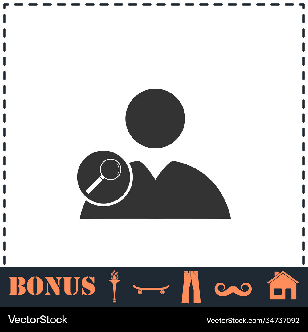 Search user icon flat Royalty Free Vector Image
