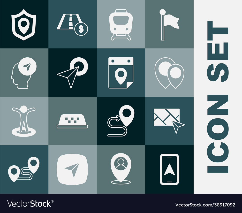 Set city map navigation location train vector image Set city map navigation location train