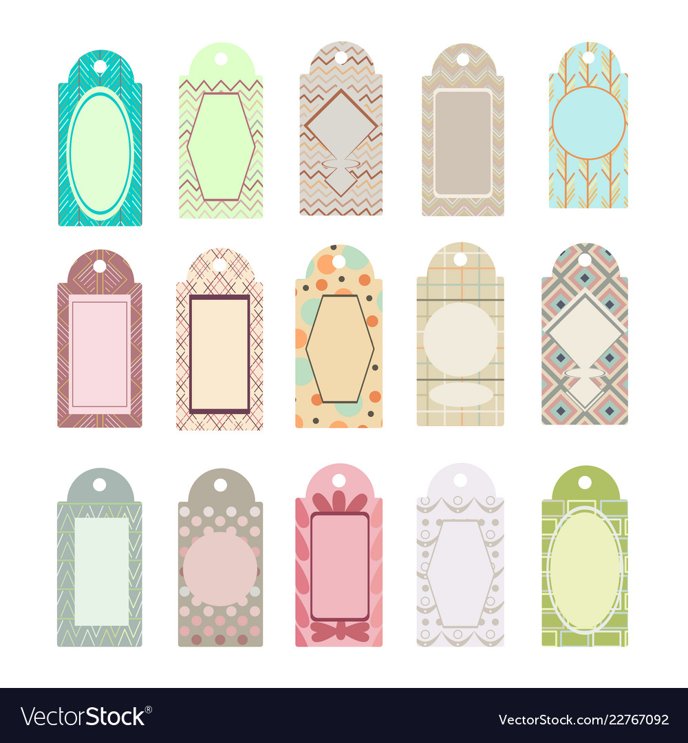 set labels and gifts with decorative patterns vector image