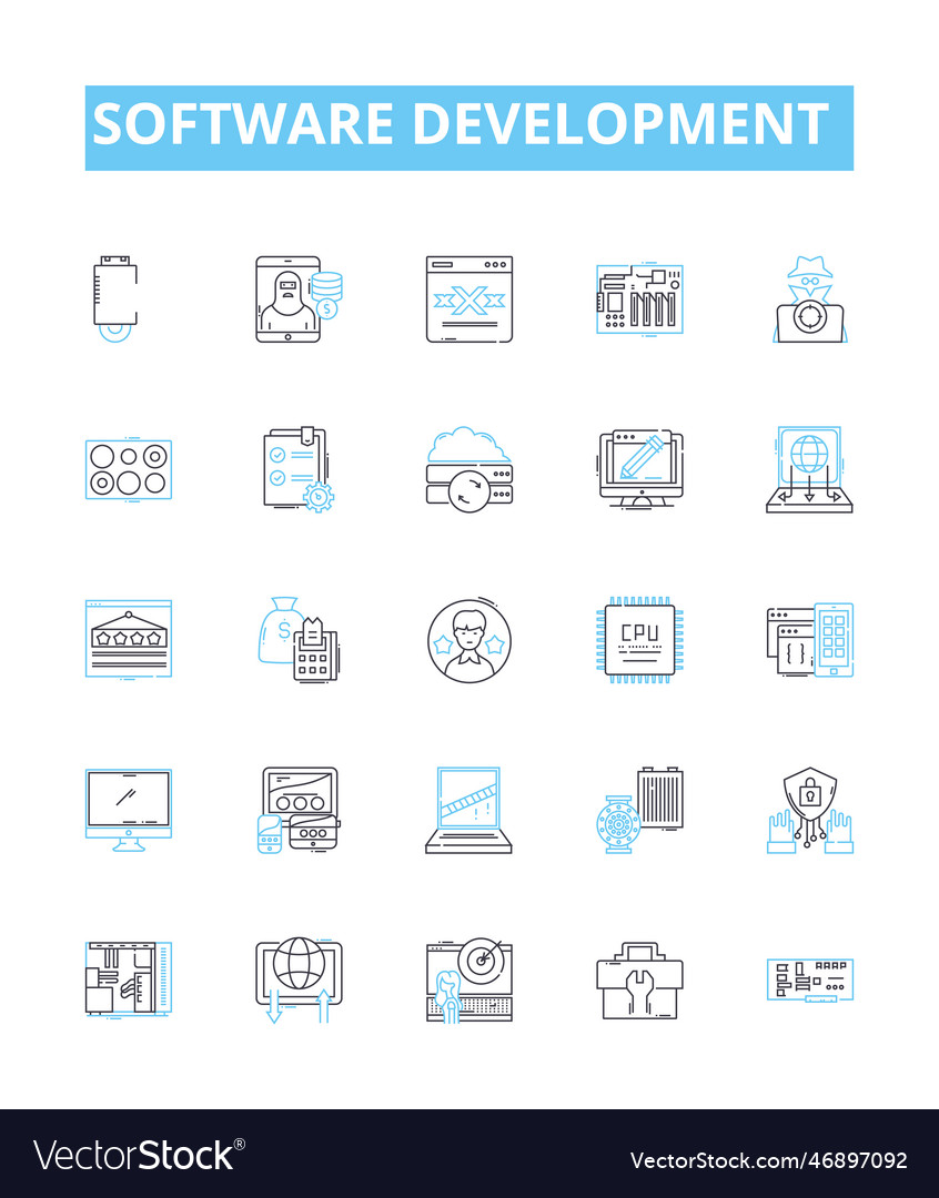 Software development line icons set