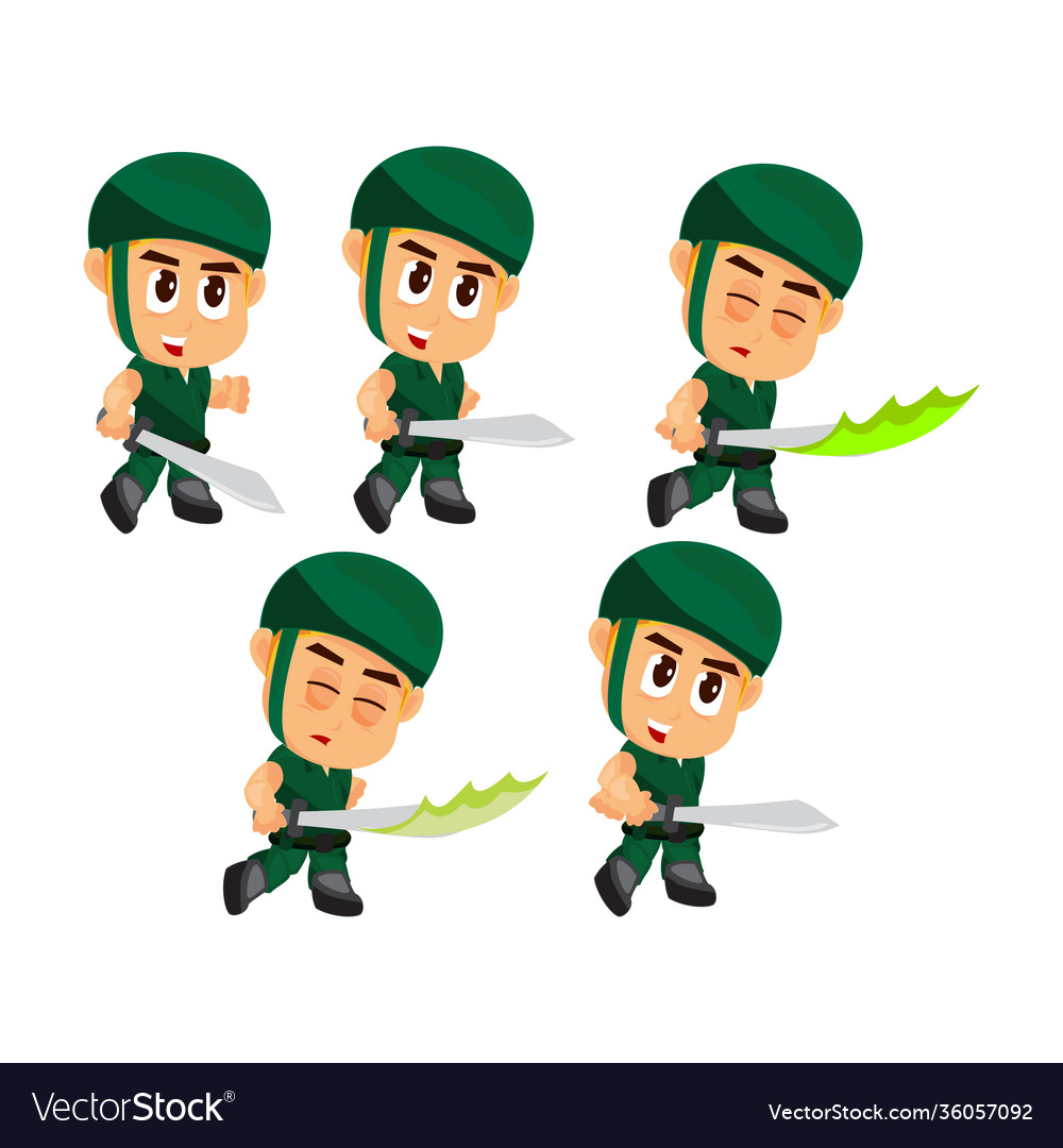 Soldier attack sword game character for creating vector image Soldier attack sword game character for creating