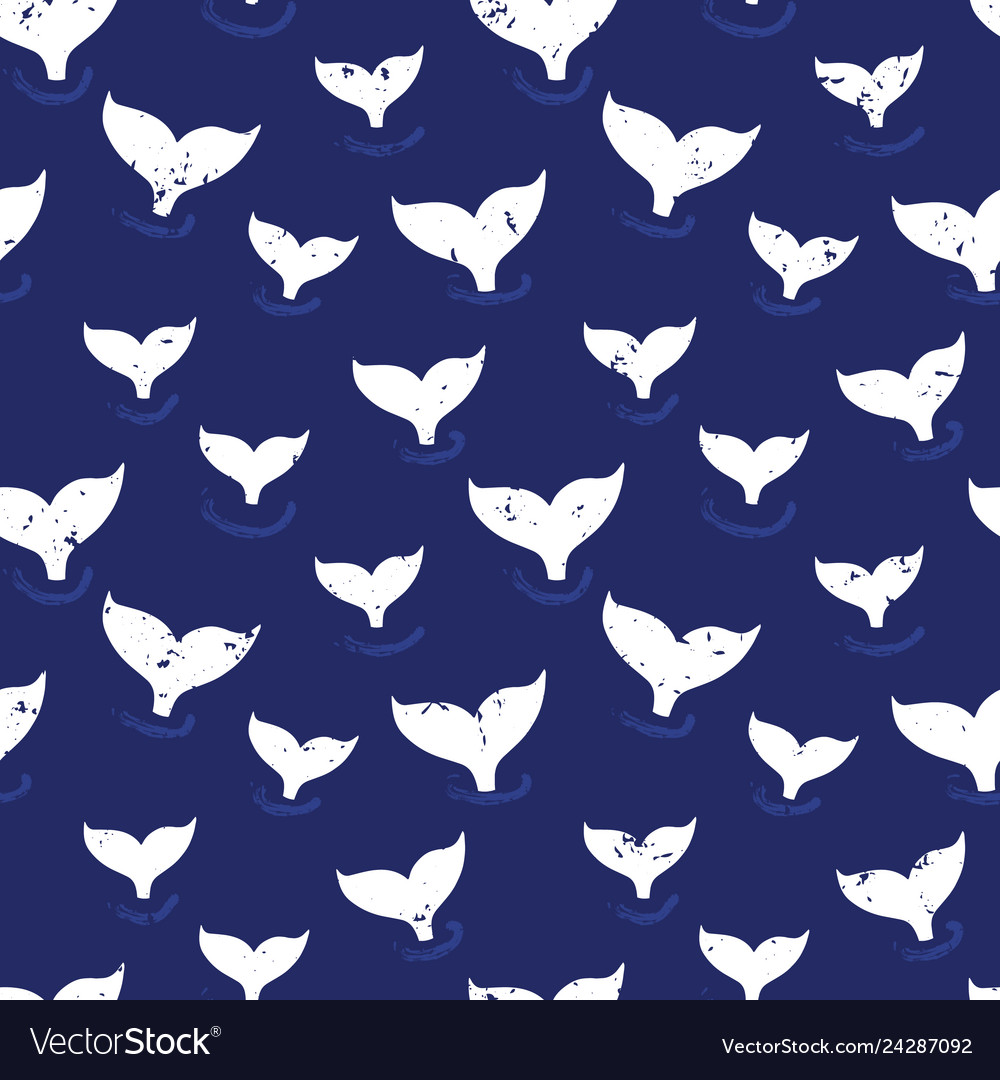 Whale fin seamless pattern simple marine Vector Image