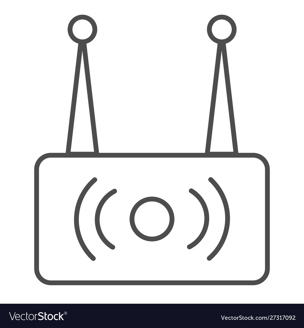 Wireless router thin line icon wi fi network vector image Wireless router thin line icon wi fi network