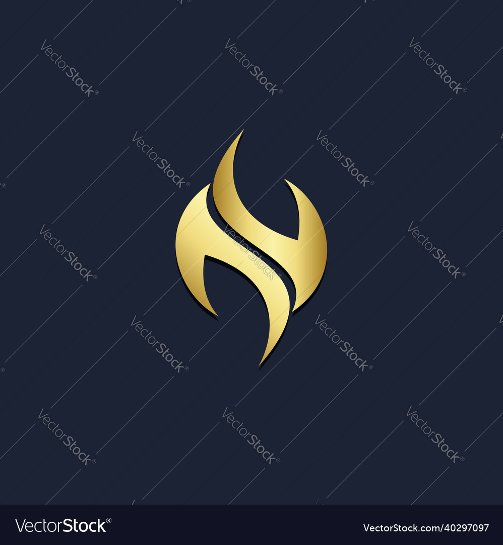 Abstract curve flame gold logo Royalty Free Vector Image