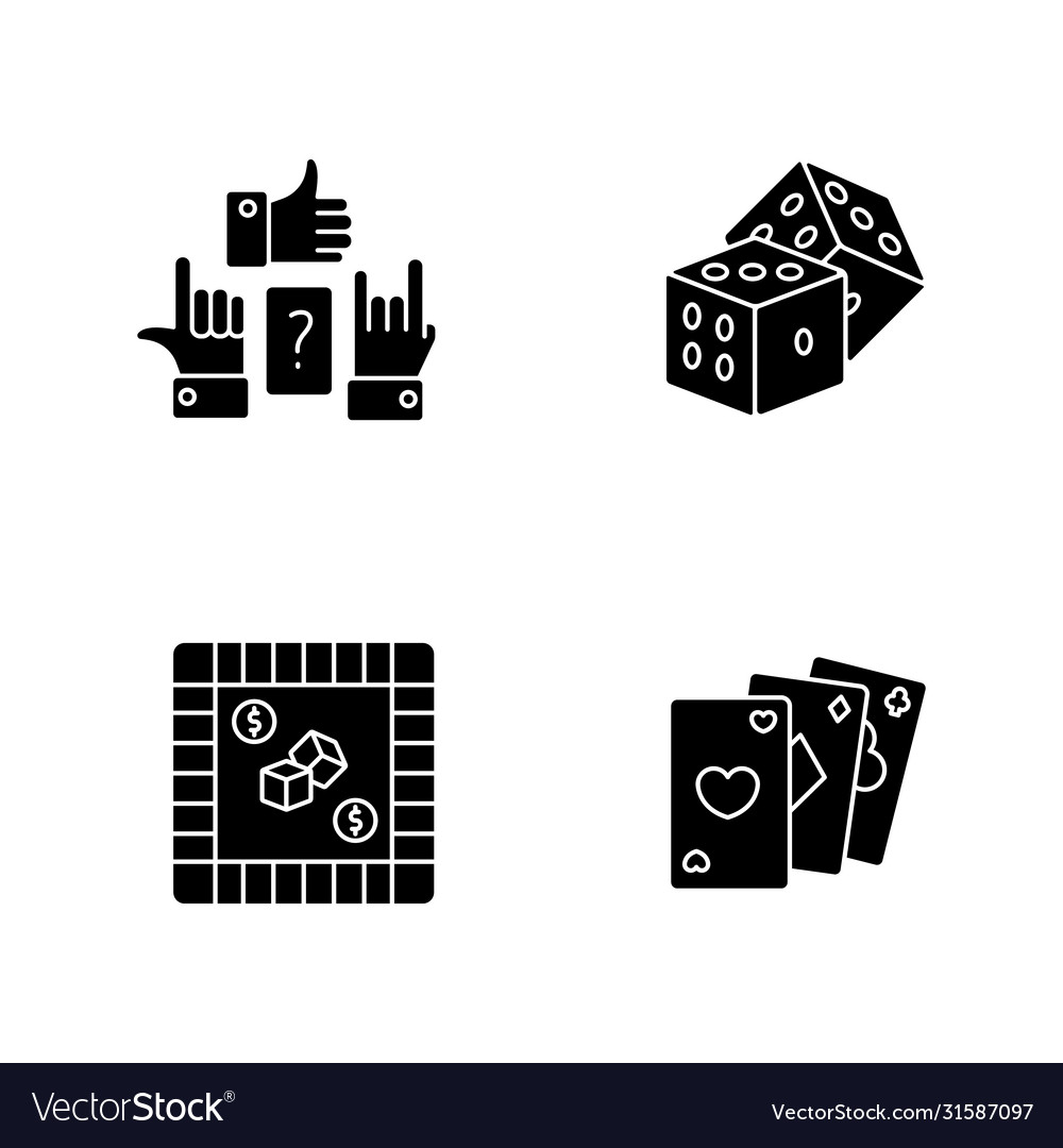 Amusing games black glyph icons set on white space