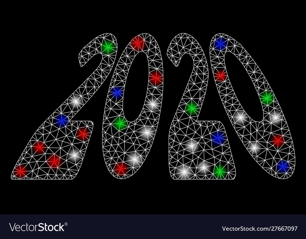 Bright mesh wire frame 2020 perspective text vector image Bright mesh wire frame 2020 perspective text