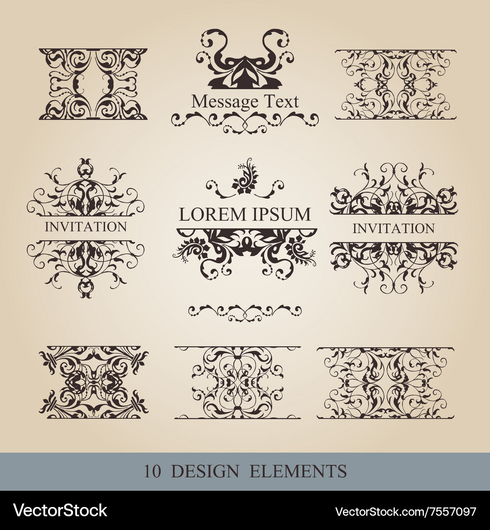Calligraphic elements vintage set frame Royalty Free Vector