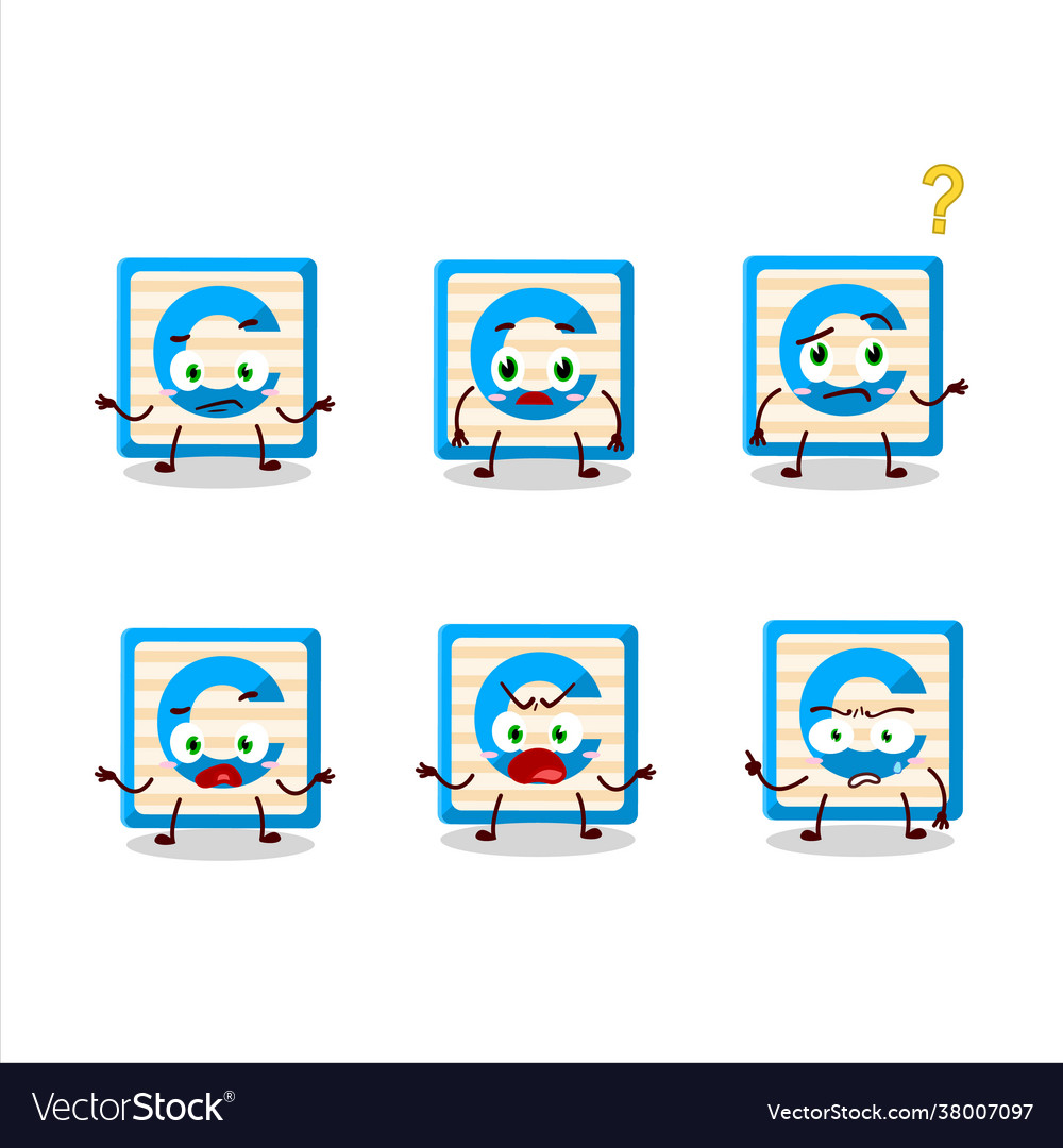 Cartoon character toy block c with what expression