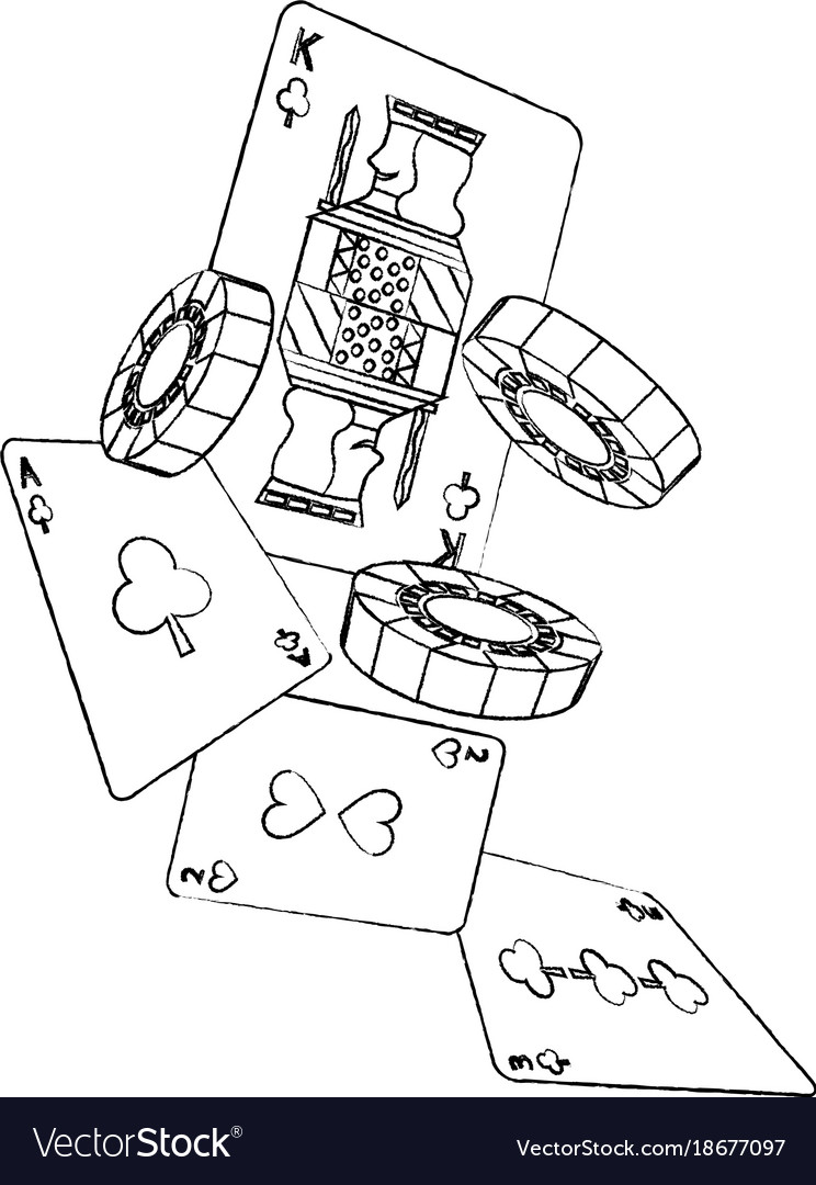 Casino falling cards and chips gambling symbol