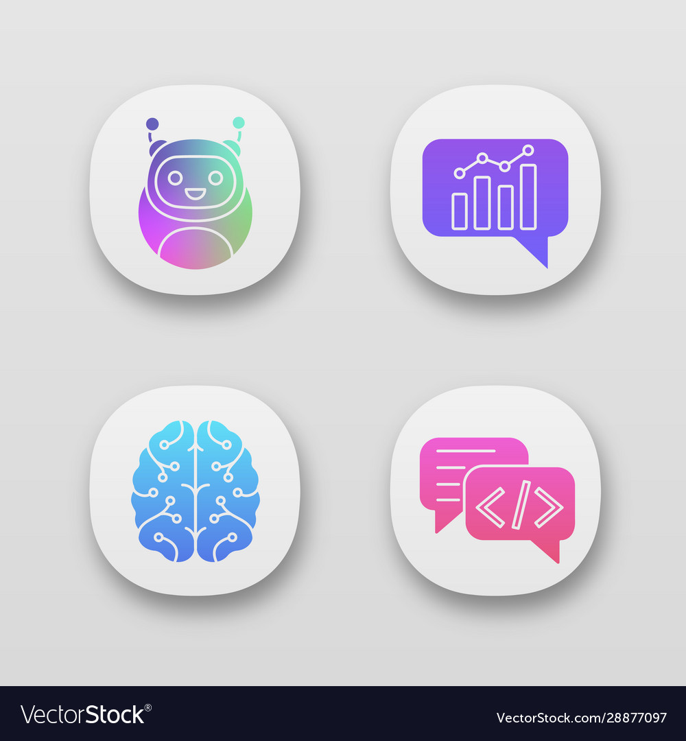 Chatbots app icons set vector image Chatbots app icons set