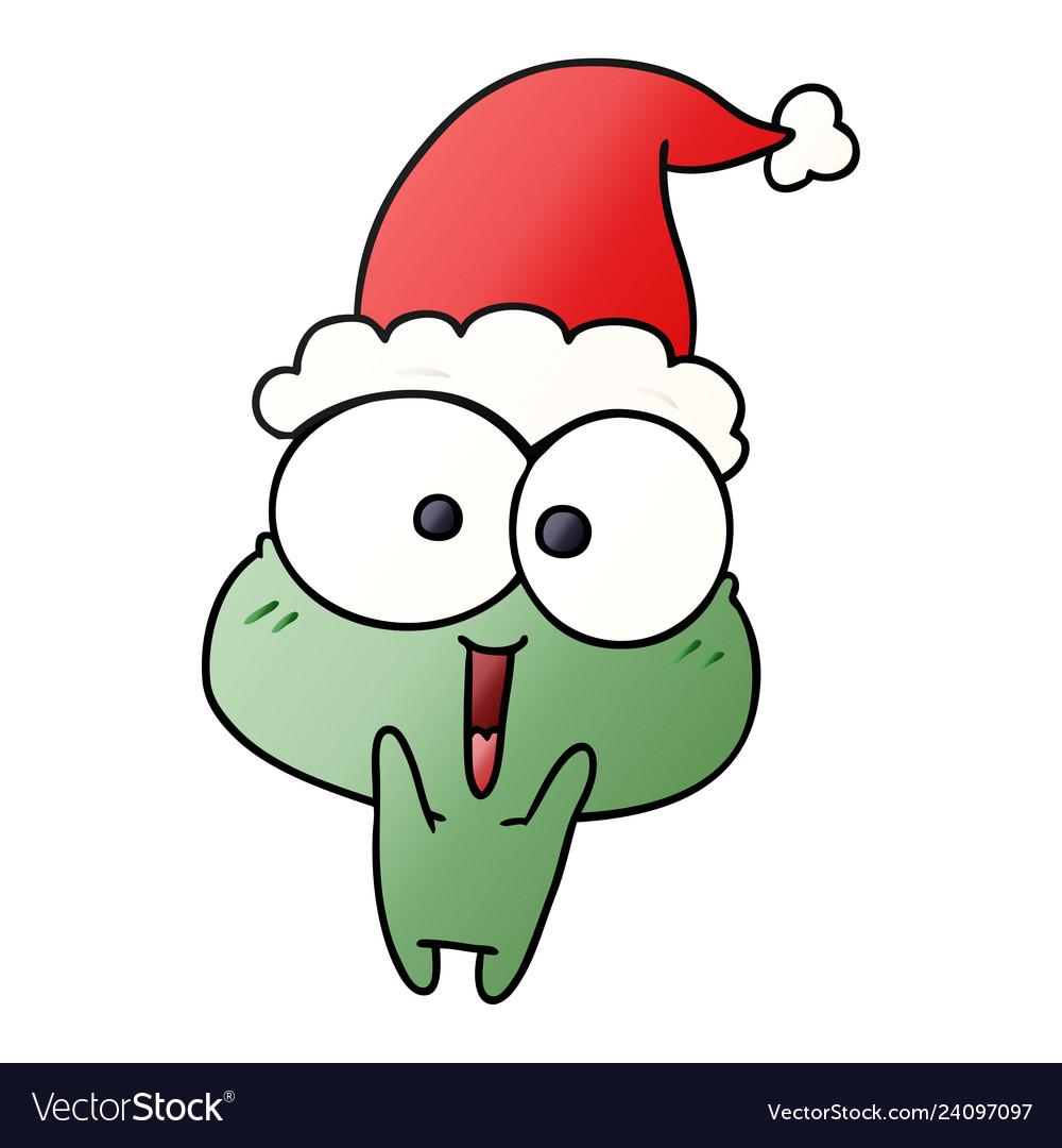 Christmas gradient cartoon of kawaii frog Vector Image