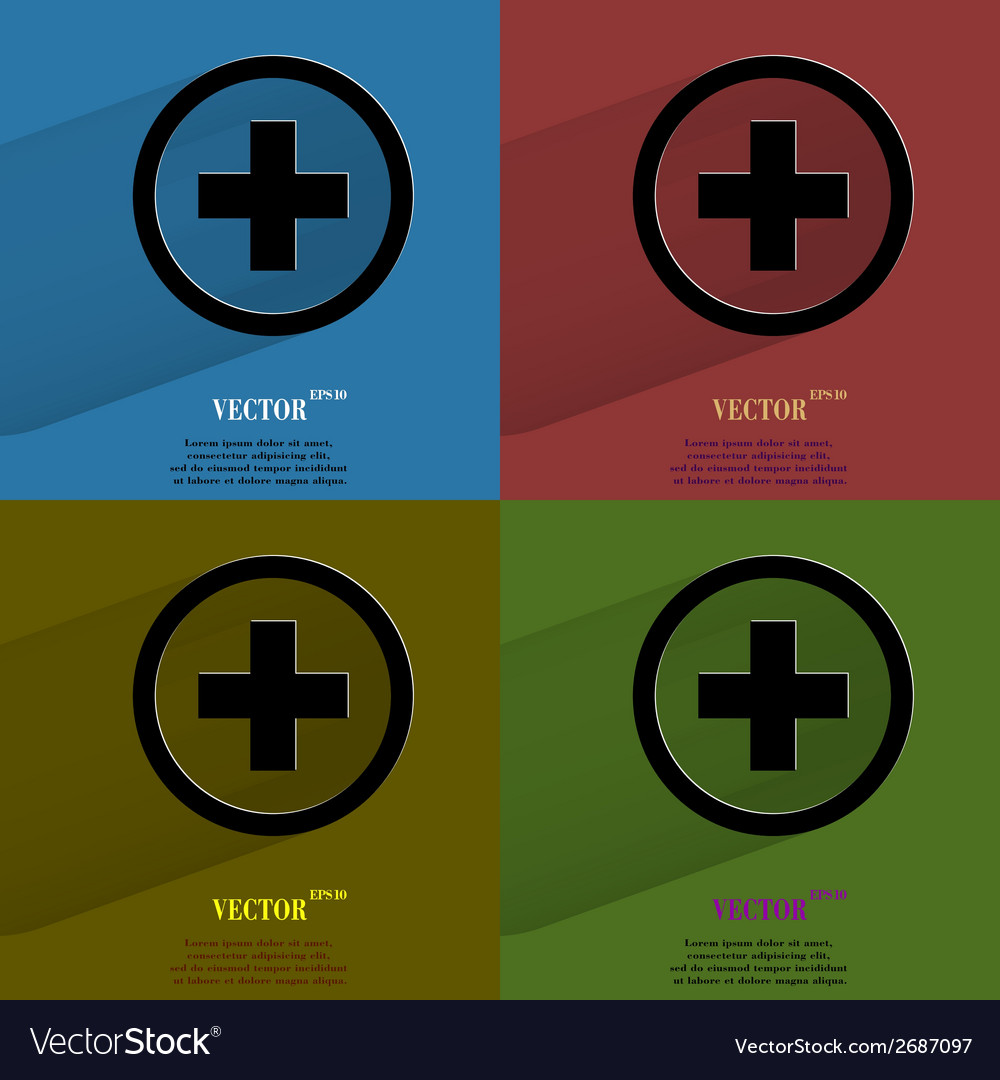 Color set plus flat modern web button with long
