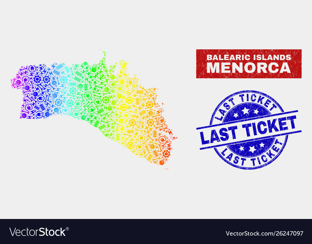 Colorful tools menorca island map and distress