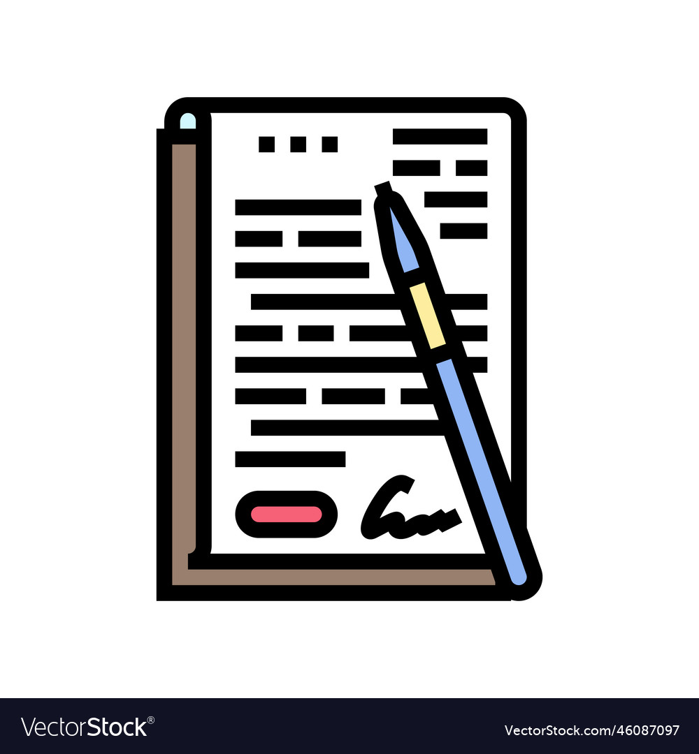 Contract document paper color icon vector image Contract document paper color icon