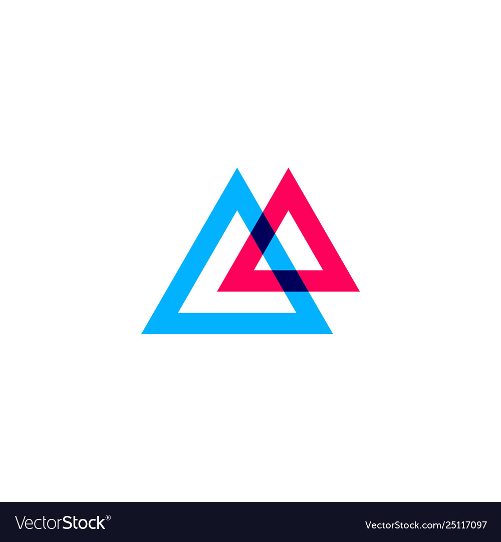 Double triangle overlapping logo icon vector image Double triangle overlapping logo icon