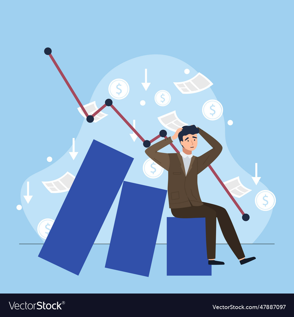 Financial crisis business failure economy crash Vector Image