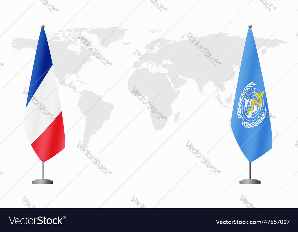 France and world health organization flags for Vector Image