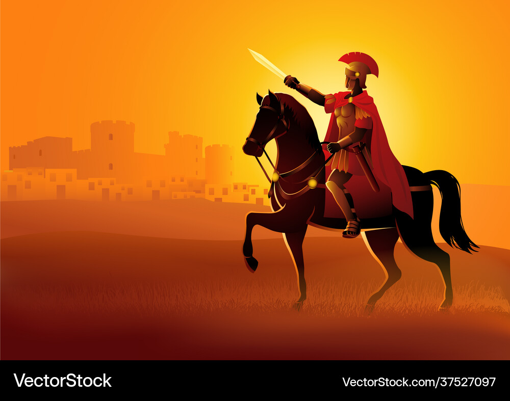 Gaius julius caesar on horseback Royalty Free Vector Image