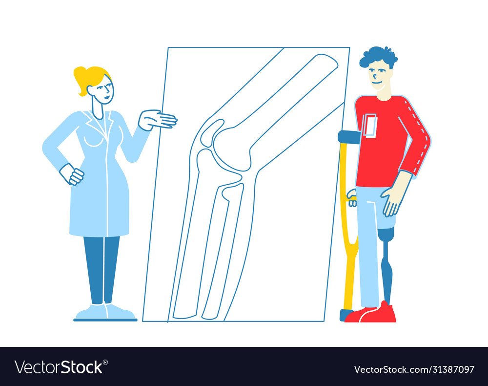 Invalid handicapped man character standing Vector Image