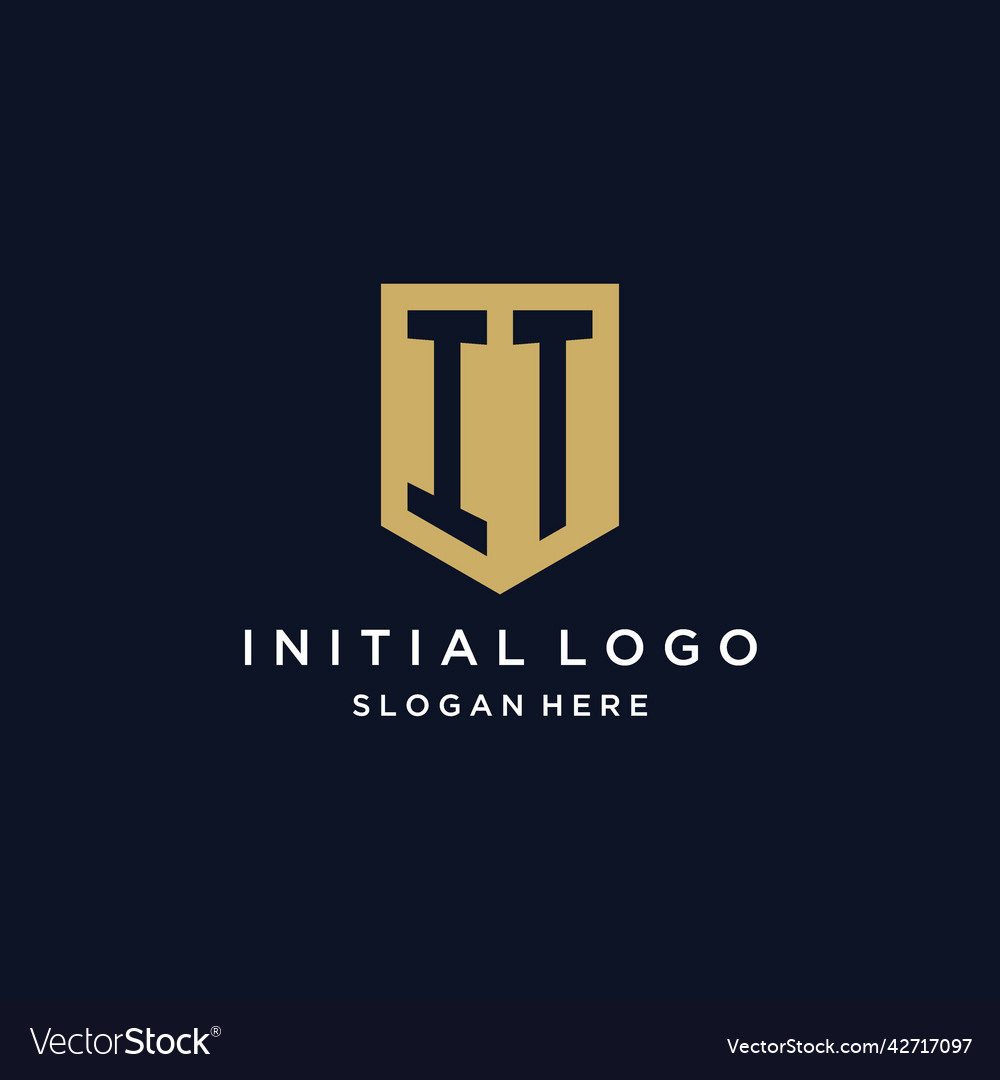 It monogram initials logo design with shield icon