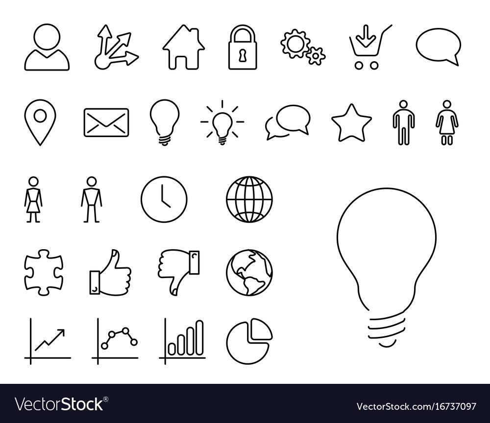 Modern thin line icon set