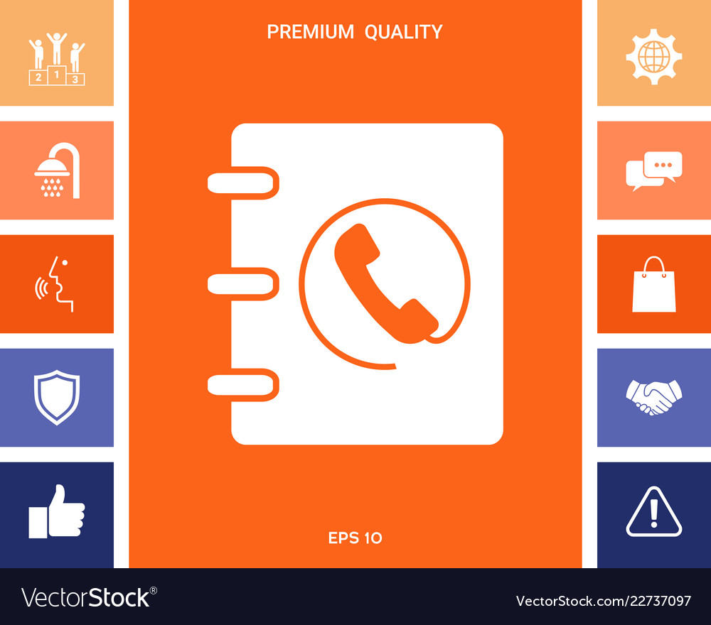 Notebook address phone book icon with handset Vector Image Notebook address phone book icon with handset