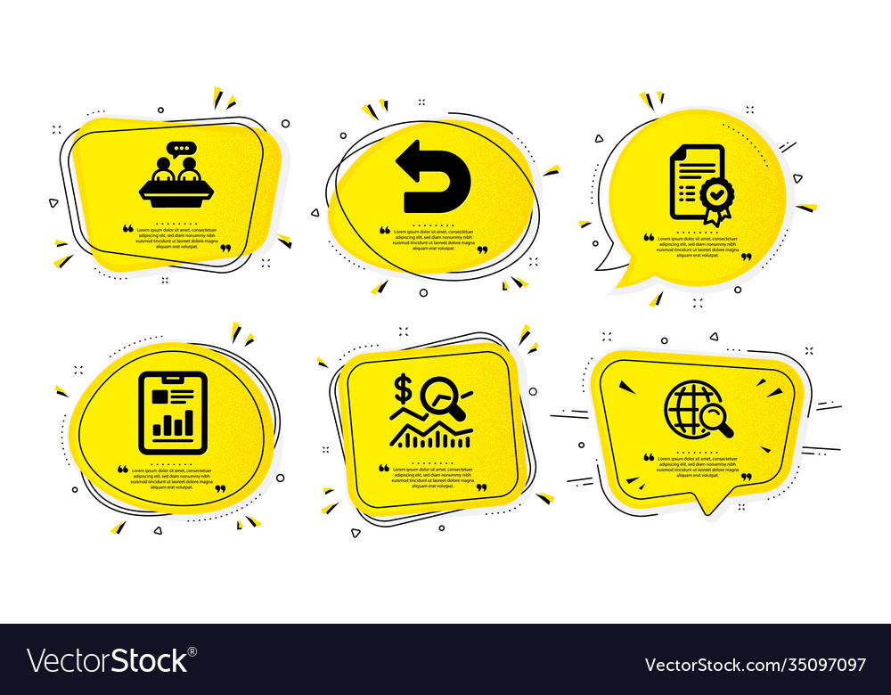 Report document certificate and undo icons set vector image Report document certificate and undo icons set