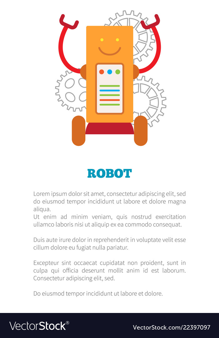 Robot poster with text sample Vector Image Robot poster with text sample