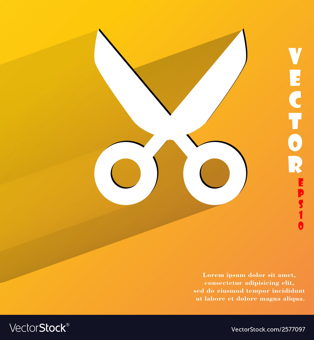 Scissors flat modern web button with long shadow