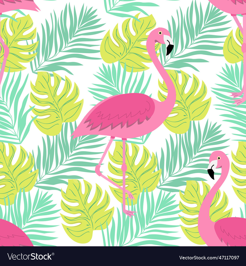 Seamless summer pattern with flamingo vector image Seamless summer pattern with flamingo