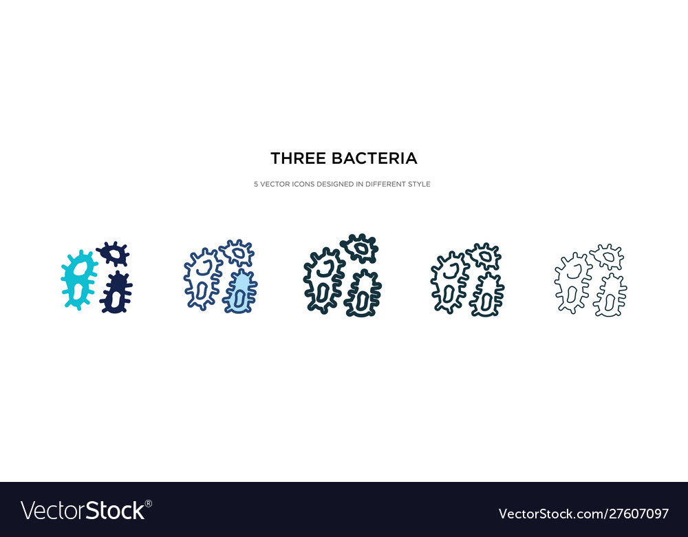 Three bacteria icon in different style two vector image Three bacteria icon in different style two