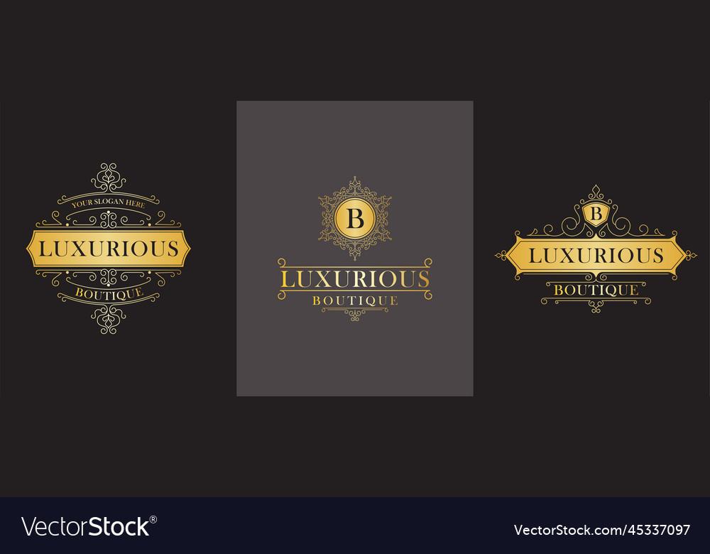 Vintage logos and monograms set elegant Royalty Free Vector